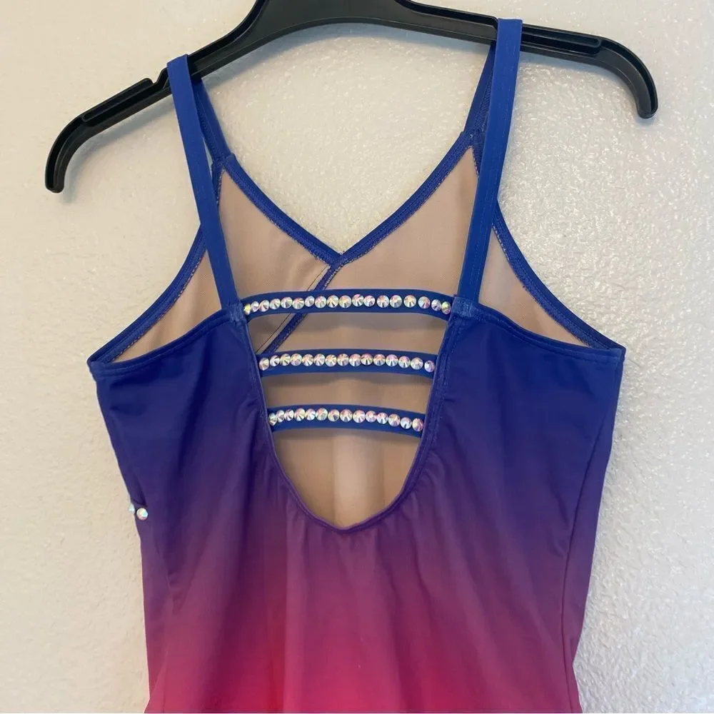 Weissman Balera Costume solo custom dance rhinestone Ombre Leotard PL12366 LC